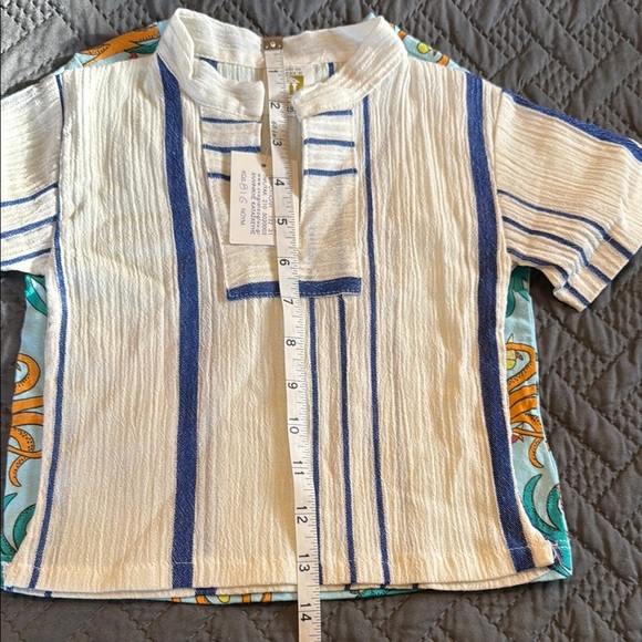 🥳HP🥳NWT Made in Greece Vogiatzoglou Kids Striped Shirt - Blue and White - Picture 7 of 9